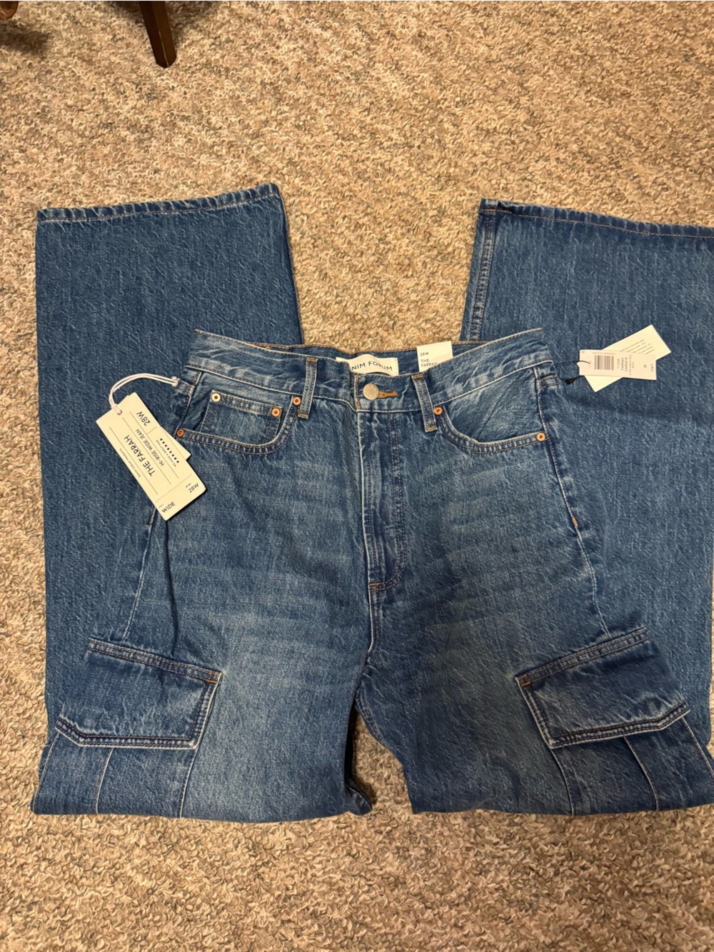 Denim Forum from Aritzia Women’s The Farrah Hi-rise Cargo Jean size 28 NWT